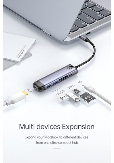 Mcdodo 6 In 1 Type C Apple Uyumlu MacBook Çevirici Çoklayıcı Adaptör Hu-7740