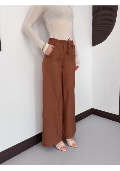 Verymoda Keten Pantolon D2381 Kahve