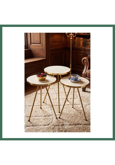 En-cag Gold Metal Düz Ayak Zigon Krem 3'lü Bss