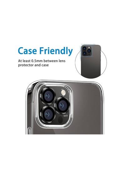 Apple Uyumlu iPhone 15 Pro Max Raze Metal Kamera Lens Koruyucu Siyah