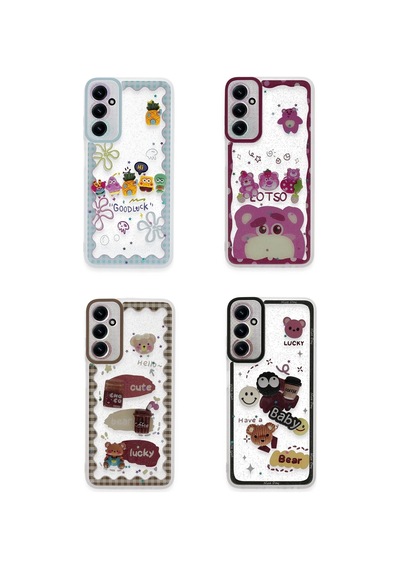 Newface - 793 - Samsung Galaxy A14 4g Kılıf Sweet Desenli Silikon Kapak - Edntrend - - Pembe