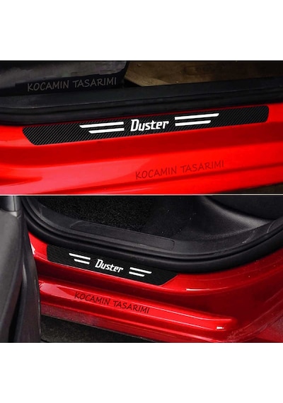 Dacia Duster Araç Kapı Ve Bagaj Eşiği Koruyucu Set Karbon Folyo Çizilme Engelleyici Duster Yazılı
