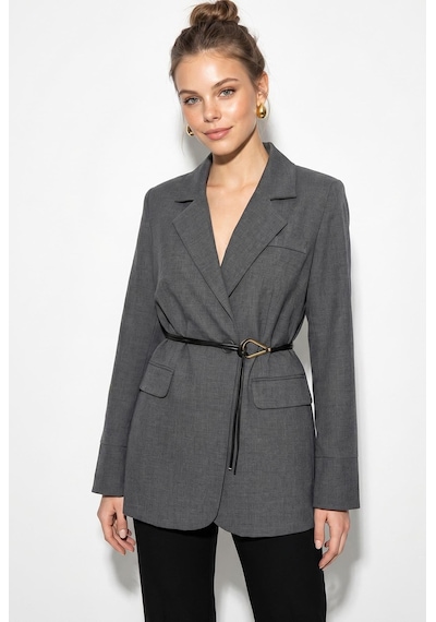 Shade Kadın Astarlı Garni Kol Detaylı Kemerli Blazer Ceket 8146 60286139 - Antrasit