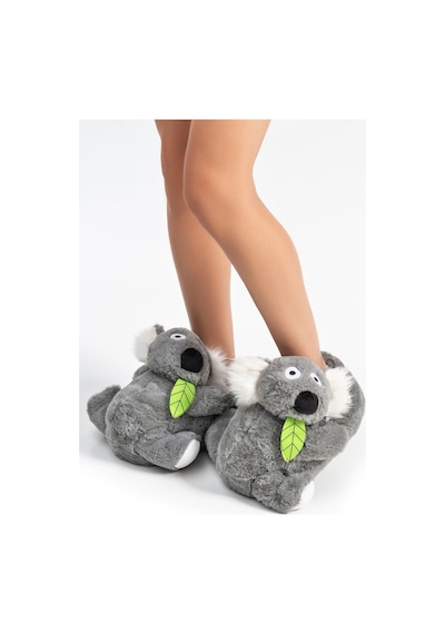 Twigy Koala Kadın,Garson Boy Hayvanlı Panduf Gri 36/41 AA0634 Gri