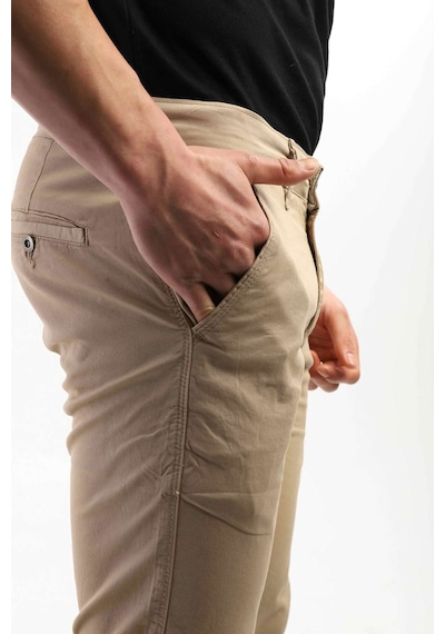 Tom Free Store Erkek Likralı Esnek Yumuşak Dokulu Pamuklu Chino Pantolon Bej