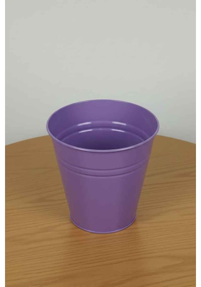 Konik Metal Saksı & Vazo - 23 Cm Dekoratif Çok Amaçlı Renkli Çiçeklik 23x23/16 Cm Mor