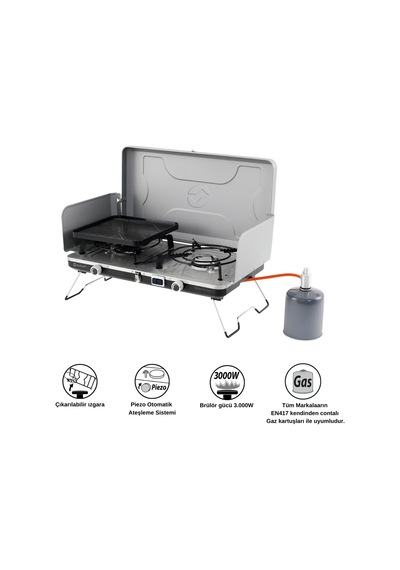 Outwell Merapi Pro Duo Deluxe Stove İkili Kamp & Karavan Ocağı Gri
