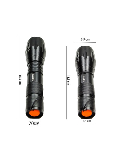 Lexroo Bluefox Güçlü Led El Feneri, 10w Ultra Parlak Işık, 5 Fark Siyah