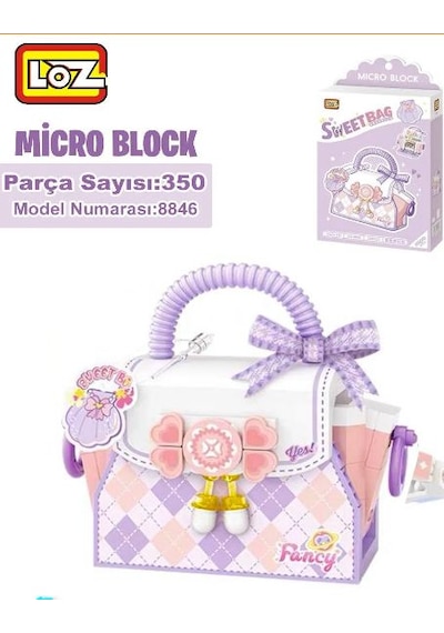 Benisa Shop Loz Micro Block Sweet Bag Mor Serisi 350 Parça  Tatlı Çanta Yapım Seti Oyuncak Seti