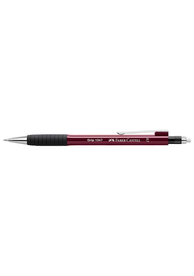 Faber-Castell Grip 1347 Versatil Kalem, 0.7 mm, Bordo, Ergonomik Tutuş, Yaylı Uç, Uzun Silgi, Modern Tasarım