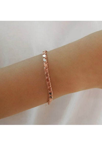 Gümüş Rose Arpa Model Pullu Zincir Bileklik 18 Cm 3 Cm