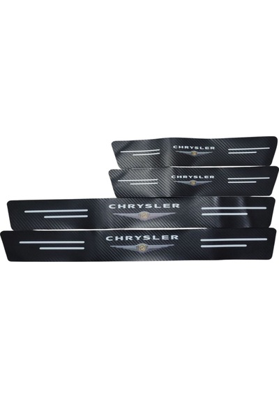 Chrysler Logolu Karbon Kapı Eşiği Koruyucu Bant Folyo 4'lü Set