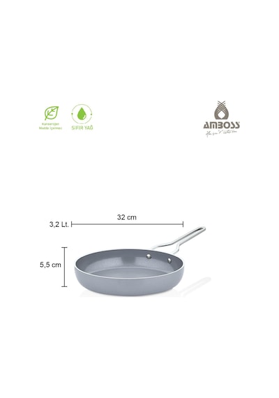 Sera Nova Doğal Seramik Tava 32 Cm 3,2 Litre Gri