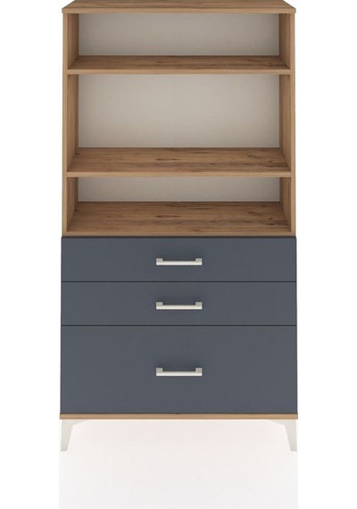 Arges Dolap 3 Raflı 3 Çekmeceli 88x30x163 Çam-antrasit Çam