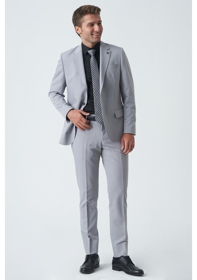White Stone Chelmsford T2456 Slim Fit 6 Drop Düz Takım Elbise A.gri-a.gri Açık Gri