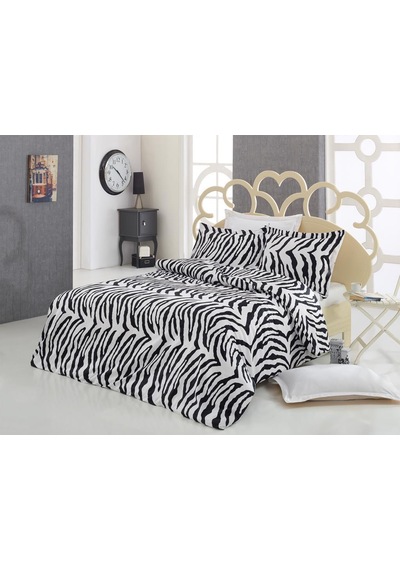 Çeyiz Diyarı Zebra Pamuk Saten Çift Kişilik Nevresim Takımı Siyah - Beyaz