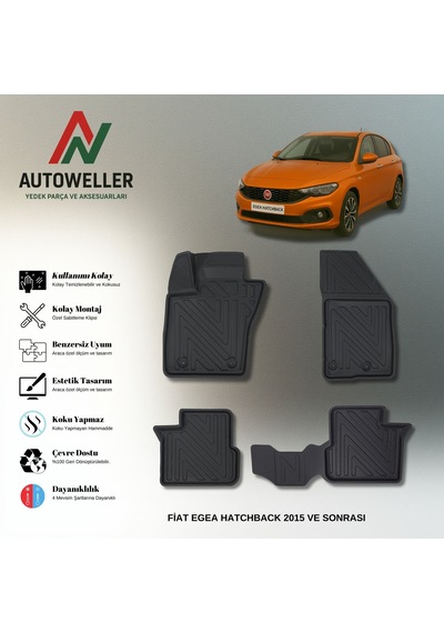 Fiat Egea 2015 Sonrası Uyumlu Havuzlu Oto Paspas Hatchback