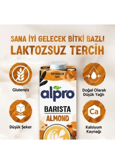1 L Laktozsuz Vegan Barista Badem Sütü