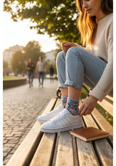 Enoch Court 3.0 Model Üç Bant Detaylı Ve Kontrast Tabanlı Erkek Casual Sneaker Beyaz