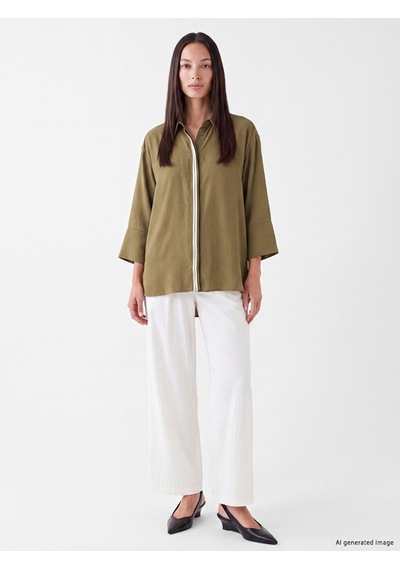 Lcw Studıo Haki Oversize Kadın Gömlek