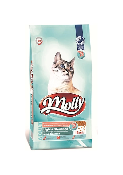 Molly Light Sterilised Somonlu Kısırlaştırılmış Yetişkin Kedi Maması 15 KG