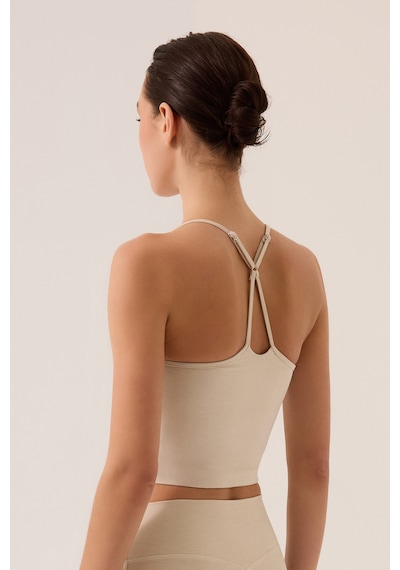 Los Ojos X Ece Bej Melanj Kalp Yaka Spor Sütyeni Sweetheart Neck Top Bej Melanj Bej Melanj