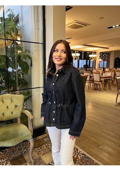 Keymoda Kadın Kot Gömlek Lacivert Lacivert