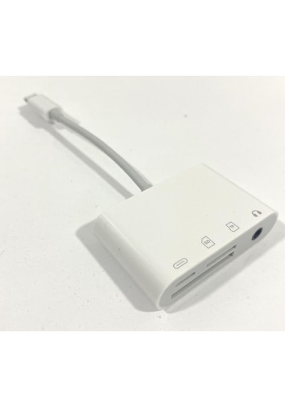 Apple Uyumlu iPhone Lightning 3.5 Mm Kulaklık Şarj Sd Tf Kart Adaptörü