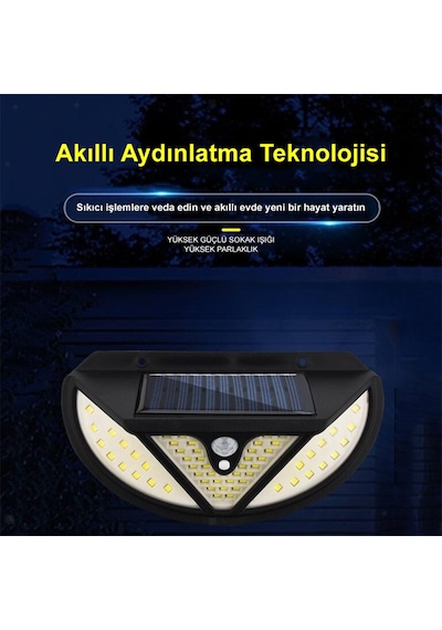 POWERMASTER MX-118 118 SMD LEDLİ HAREKET SENSÖRLÜ ÜÇ MODLU SOLAR DUVAR LAMBASI