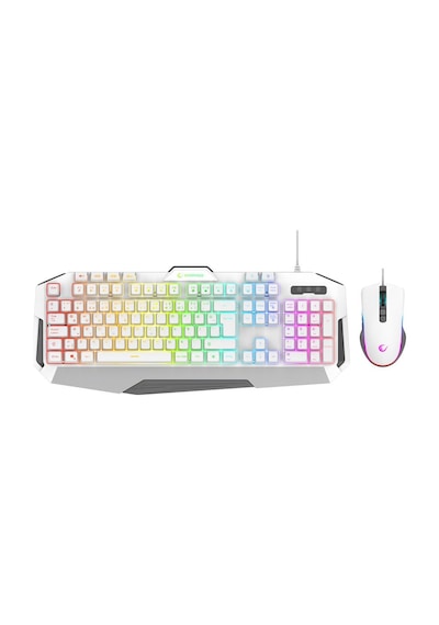 Rampage Km-34 Glare Beyaz Usb Rgb Aydınlatmalı Q 12800 Dpı Mouse Gaming Oyuncu Klavye Set Optik