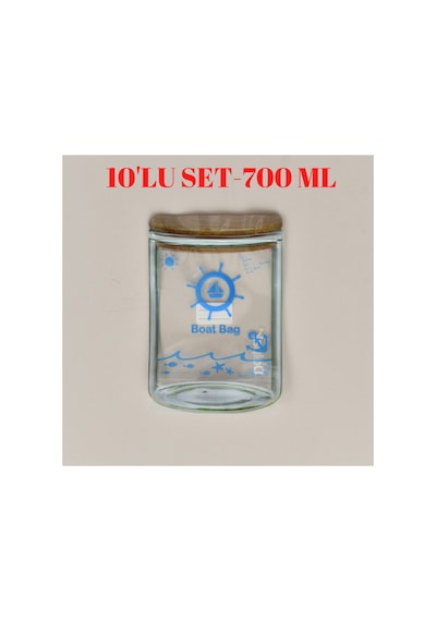 Kavanoz Görünümlü Mikrodalgaya Uygun Tekne Poşeti 10 Adet 15x22 Cm / 700 Ml Ahşap