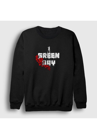 Presmono Unisex Love Green Day Sweatshirt Siyah