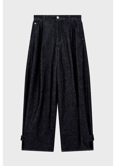 Emporio Armani Pileli Relaxed Fit Yüksek Bel Jeans Kadın Kot Pantolon Ew004861 Af26305 Mb001 Lacivert