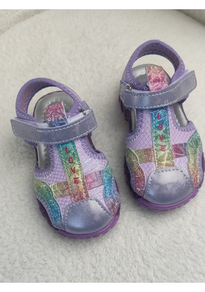 Muggo Slyvester Günlük Önü Kapalı Cırtlı Unisex Çocuk Sandalet Lila