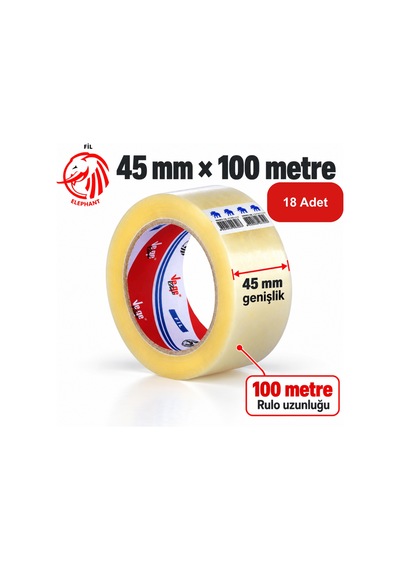 Vege Fil Koli Bandı 45 Mm X 100 Mt 18 Li Paket Yüksek Yapışma Gücü 18 Adet
