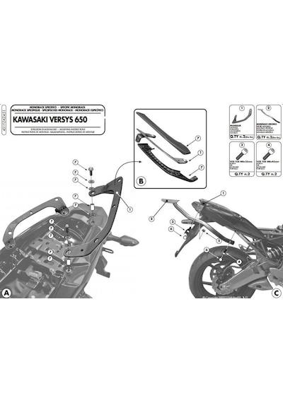Gıvı 451Fz Kawasakı Versys 650 (10-14) Arka Çanta Taşıyıcı (484839242)