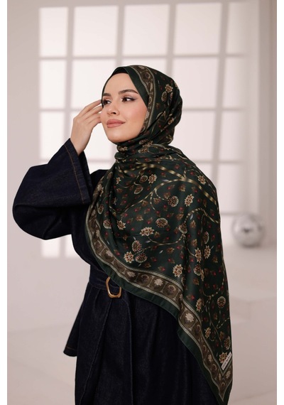 Mimiyum Alya Desen Soft Şal Çimen Kahve Çok Renkli