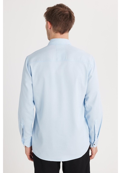 Tudors Regular Fit Rahat Kesim Çift Cepli Spor Yaka Denim Gömlek-36855 Mavi