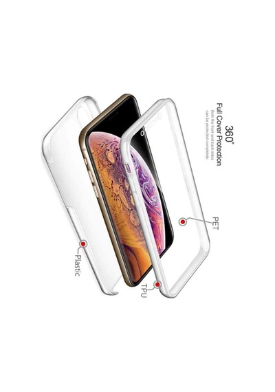İphone 13 Pro İle Uyumlu Kılıf 360 Şeffaf Hem Ön Hem De Arka Yüzünü Koruyan Toz Ve Kirden Koruyan Transparan 2 Parça Tam Koruma Silikon Kılıf
