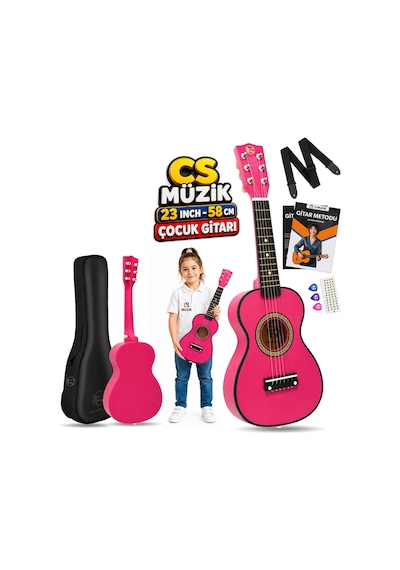 Fourtune Loki T-80PK 6 Telli Pembe Çocuk Gitarı Gerçek Ağaç