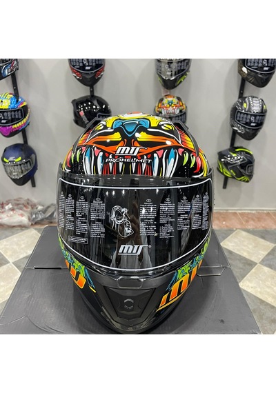 Mts M-801 Snake Full Face Kask Azure Turuncu - Siyah