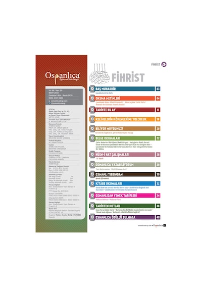 Mart 2018 Osmanlıca Dergisi