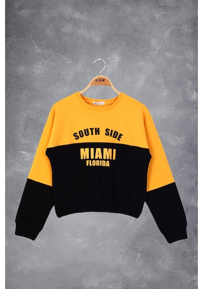 Toontoy Kız Çocuk Mıamı Baskılı Sweatshirt Hardal