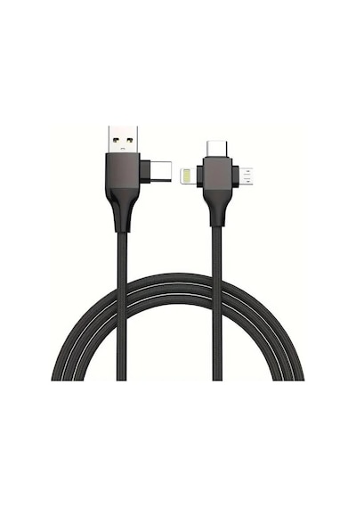 Store Usb Type-c 5'i 1 Arada Çoklu Hızlı Şarj Kablosu Lightning Micro Usb 1m Siyah