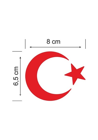 Ay Yıldız Folyo Kesim Etiket Kırmızı 8cm