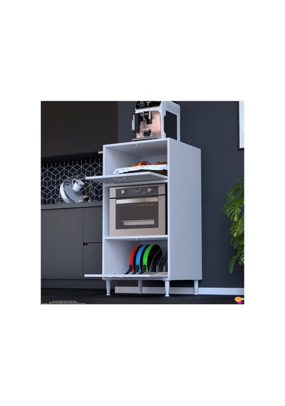 Silva 60x119,2x48 Cm Kapaklı Mikrodalga Ve Midi Fırın Standı - 3 Bölmeli Çok Amaçlı Dolap Beyaz Silva 60x119,2x48 Cm Kapaklı Mikrodalga Ve Midi Fırın Standı - 3 Bölmeli Çok Amaçlı Dolap Beyaz