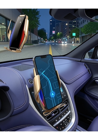 Otomatik Sensörlü Araç Telefon Tutucu, Kablosuz Şarjlı, 360 Derece Döner Standart