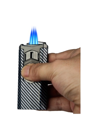 Quantoro 3 Torch Pürmüz Siyah-karbon Metal Puro Çakmağı - Trz1007
