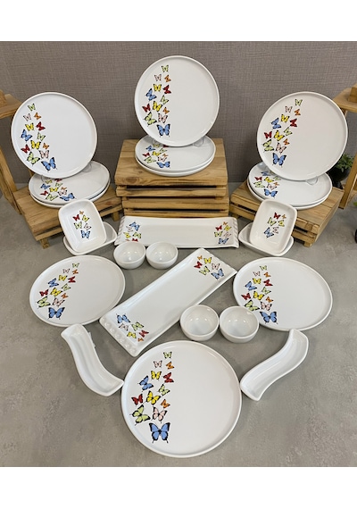 Keramika Takım Kahvaltı Nordıc Dance Of Butterfly Beyaz