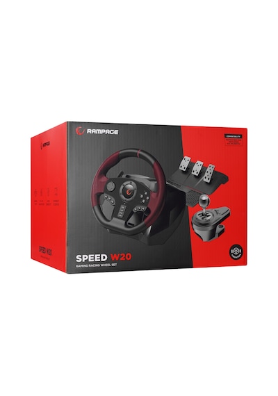 Rampage SPEED W20 3 Pedallı El Vitesli Gaming Oyuncu Direksiyonu PS3/PS4/PC/XBOXONE/XBOX360/SWITCH Uyumlu